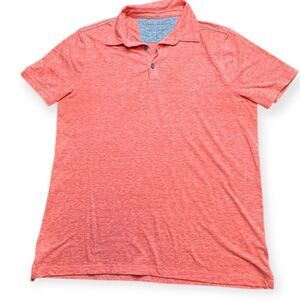 BANANA REPUBLIC Men’s Grapefruit Orange Seaside Short Sleeve 2 Button Placket Li